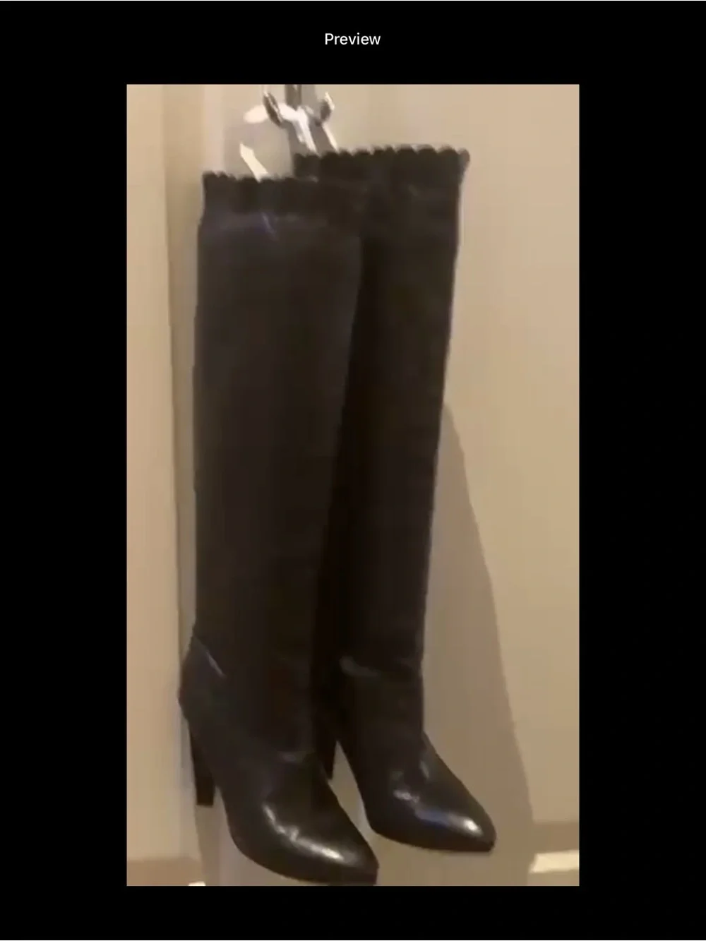 Women's Black Over-the-Knee Pointed-Toe Heeled Boots